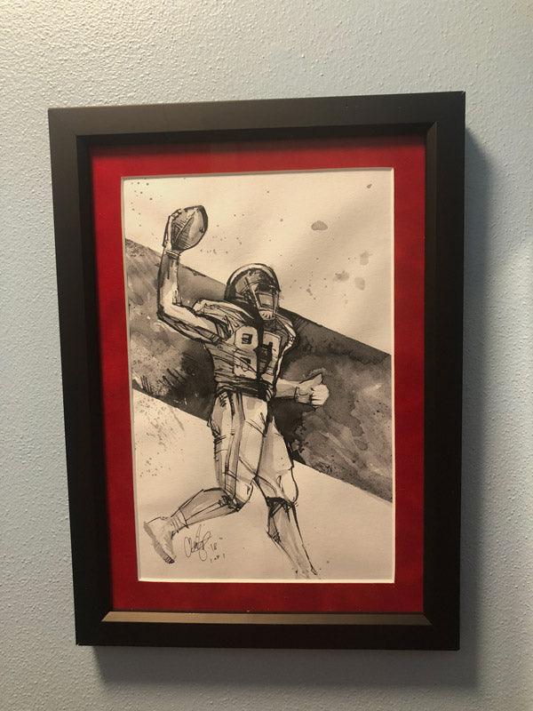 CS003: Travis Kelce Ink + Brush 1 of 1 Framed