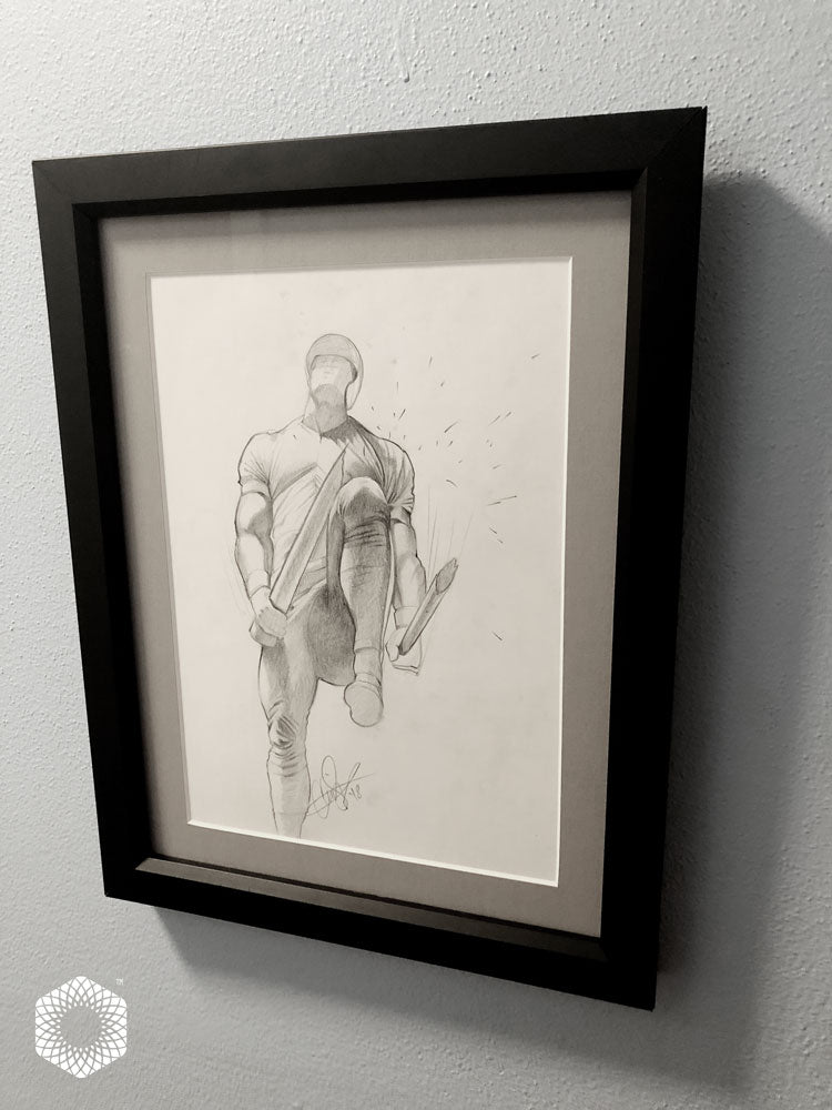 1 of 1 Framed: 20 Minute Pencil Sketch - Bo Jackson / Broken Bats