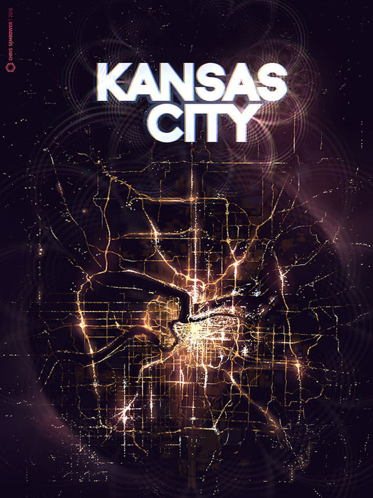 Kansas City From Space: Posterized 13x19" Paper Print